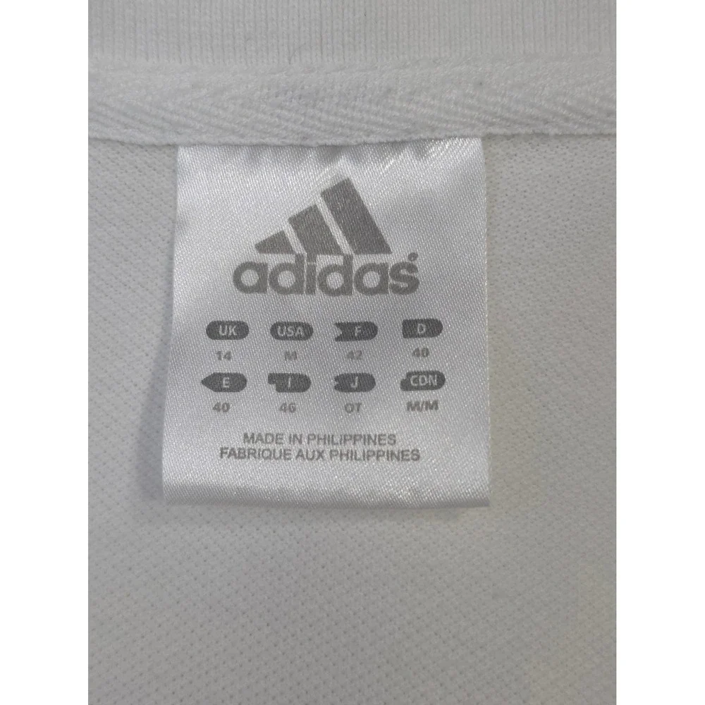 Adidas Athens 2004 Olympics Polo Mens Medium White Cotton Vintage Graphic